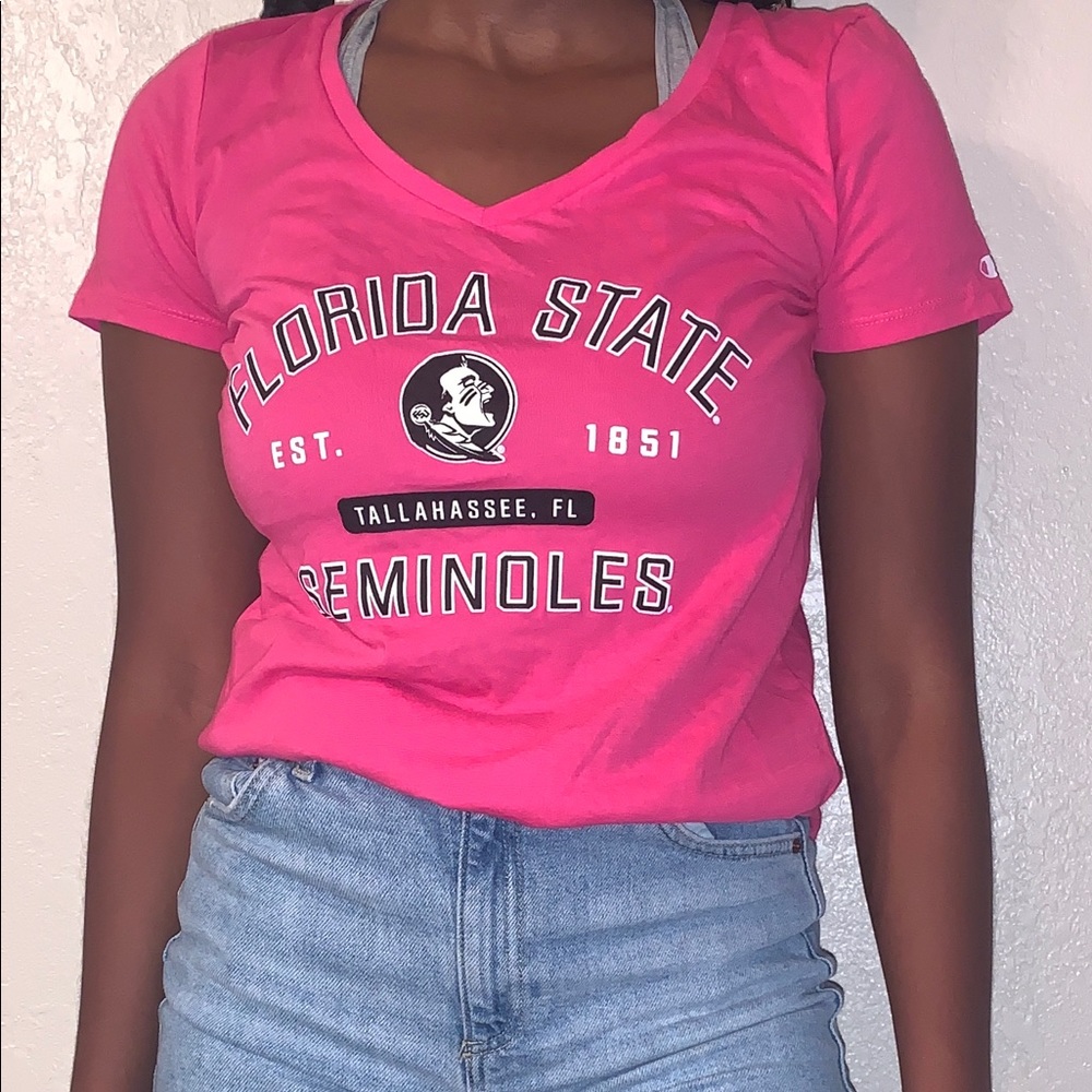 Neon pink Florida state university shirt